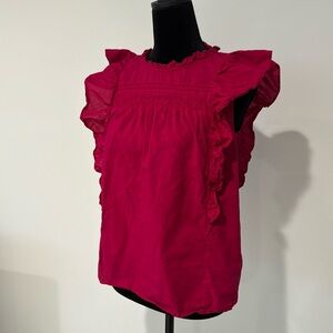 LOFT Pintucked Ruffle Shell (Size XS)